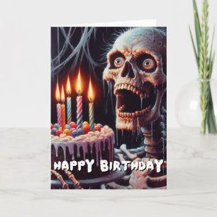 Cartão de Aniversário Assustador um Esqueleto um b