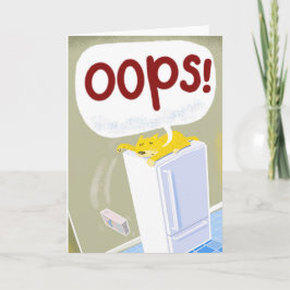 Cartão de aniversário atrasado. Gato batendo em al