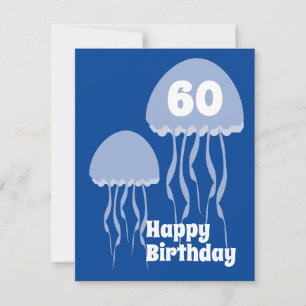 Cartão de Aniversário Azul de 60 anos da Jelly Fis