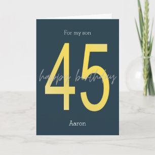 Cartão de aniversário azul e Dourado 45