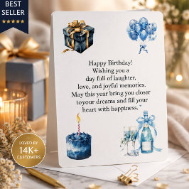 Cartão de Aniversário Azul Elegante para Ela | Lux