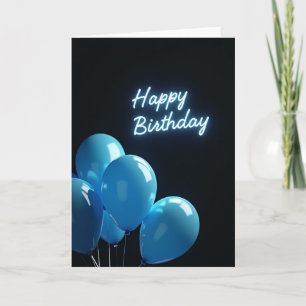 Cartão de Aniversário Azul Elétrico