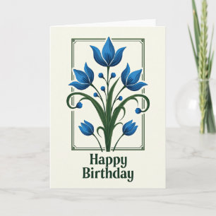 Cartão de Aniversário Azul Gracioso