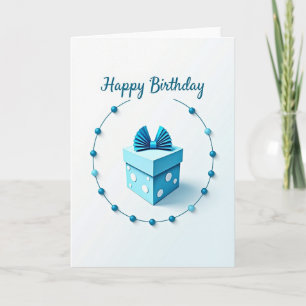 Cartão de Aniversário Azul Pastel