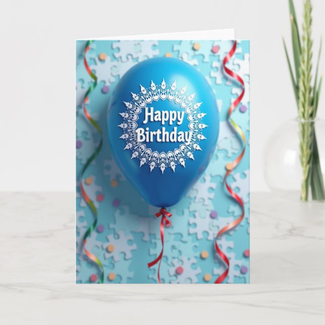Cartão de Aniversário Balão Cerúleo (Frente)