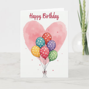 Cartão de Aniversário Balão Coração Doce