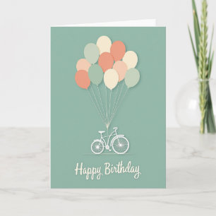 Cartão de Aniversário Balões de Bicicleta