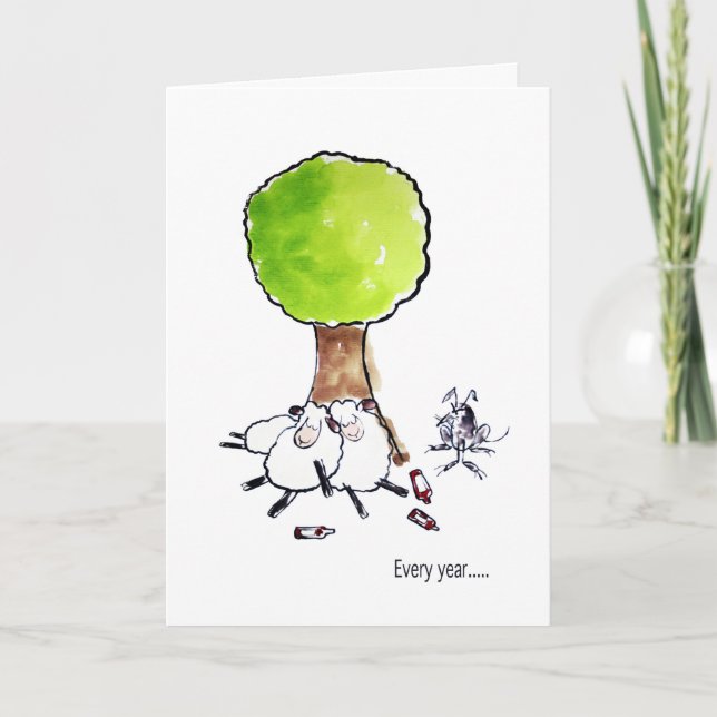 Cartão de aniversário bêbedo dos carneiros (Frente)