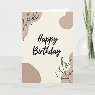 Cartão de Aniversário Bege Elegante