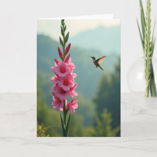 Cartão de Aniversário Beija-flor Floral