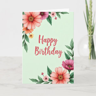 Cartão de Aniversário Beleza Aquarela