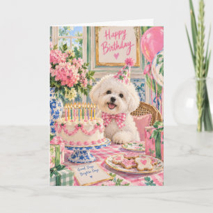 Cartão de Aniversário Bichon Frise