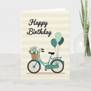 Cartão de Aniversário Bicycle Blooms
