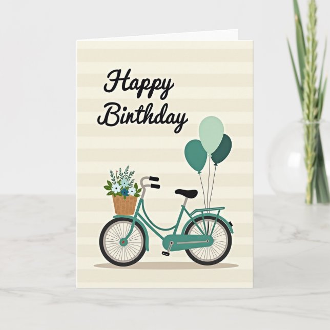 Cartão de Aniversário Bicycle Blooms (Frente)