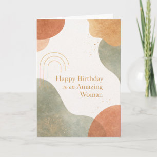 Cartão de Aniversário Boho com Formas Orgânicas Ab