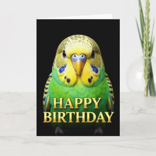 CARTÃO DE ANIVERSÁRIO BOLD DISTINCT CLOSEUP BUDGIE