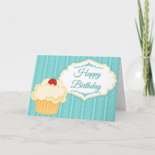 Cartão de Aniversário Bolo com Elegante Cupcake de