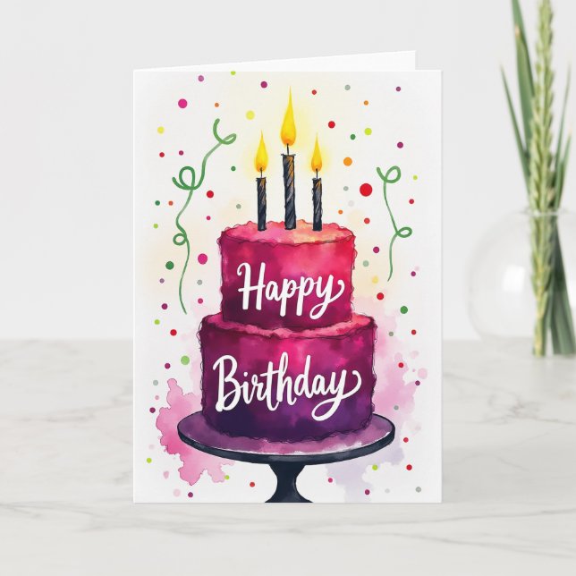 Cartão de Aniversário Bolo de Ámbar (Frente)