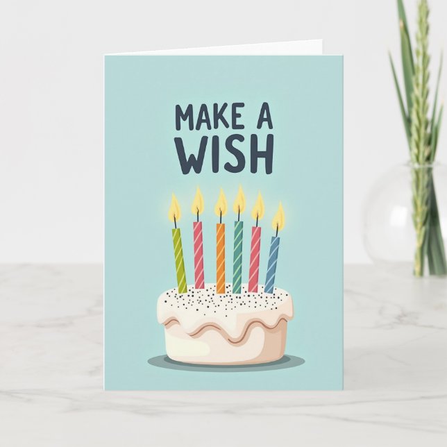 Cartão de Aniversário Bolo de Desejo (Frente)