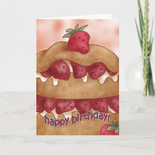Cartão de Aniversário - Bolo De Morango
