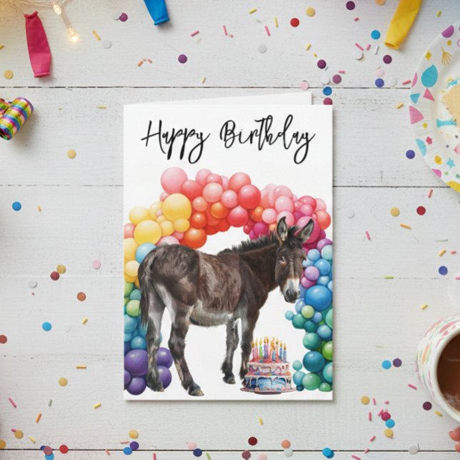 Cartão de Aniversário Bonito de Burro (Criador carregado)