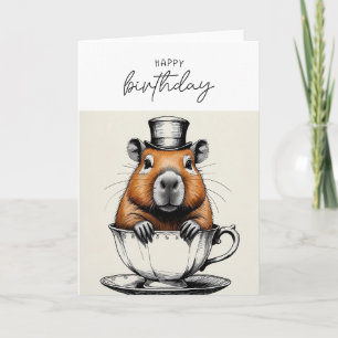 Cartão de Aniversário Bonito de Capybara Funny