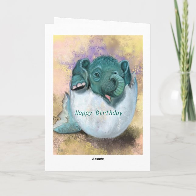 Cartão de Aniversário Bonito de Elefante Bebê (Verso)
