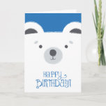 Cartão de aniversário bonito do urso polar<br><div class="desc">Ilustração simplesmente adorável do urso polar com fundo azul e texto encantador.</div>