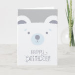 Cartão de aniversário bonito do urso polar<br><div class="desc">Ilustração simplesmente adorável do urso polar com fundo de prata e "texto de encantamento do feliz aniversario".</div>