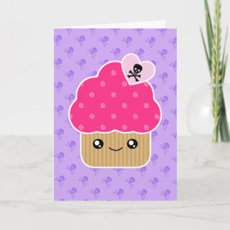 Cartão de aniversário bonito mau do cupcake de