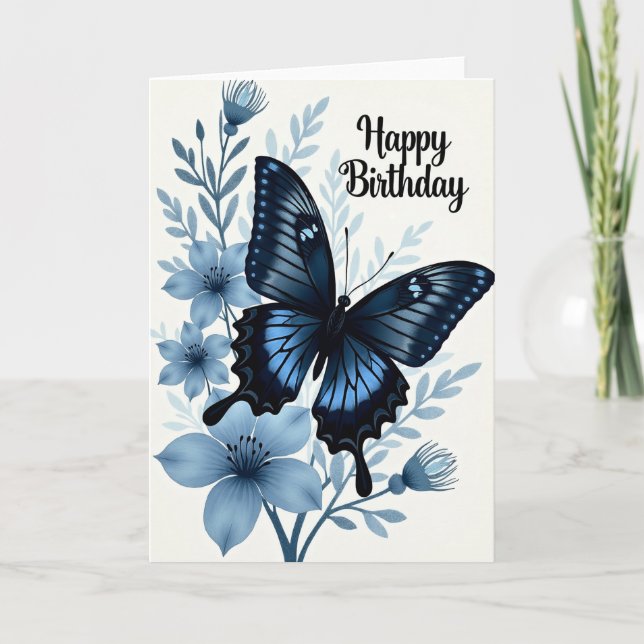 Cartão de Aniversário Borboleta Azul (Frente)