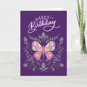Cartão de Aniversário Borboleta Feliz
