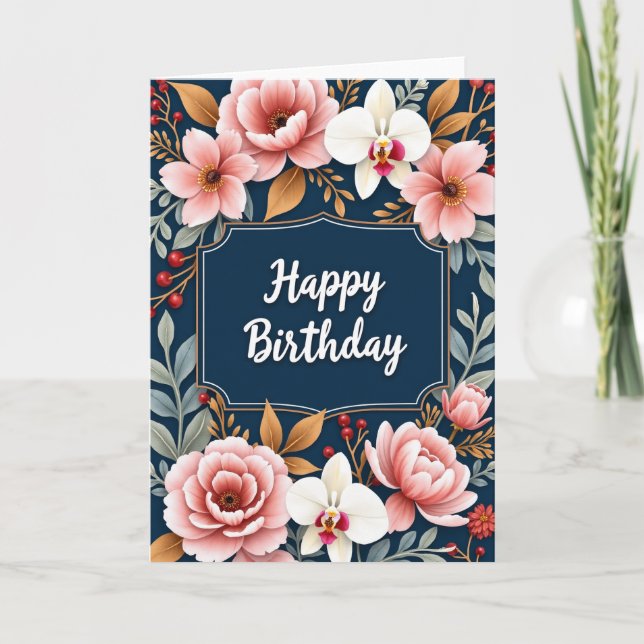 Cartão de Aniversário Botânico (Frente)