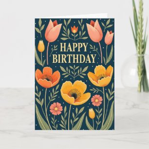 Cartão de Aniversário Botânico