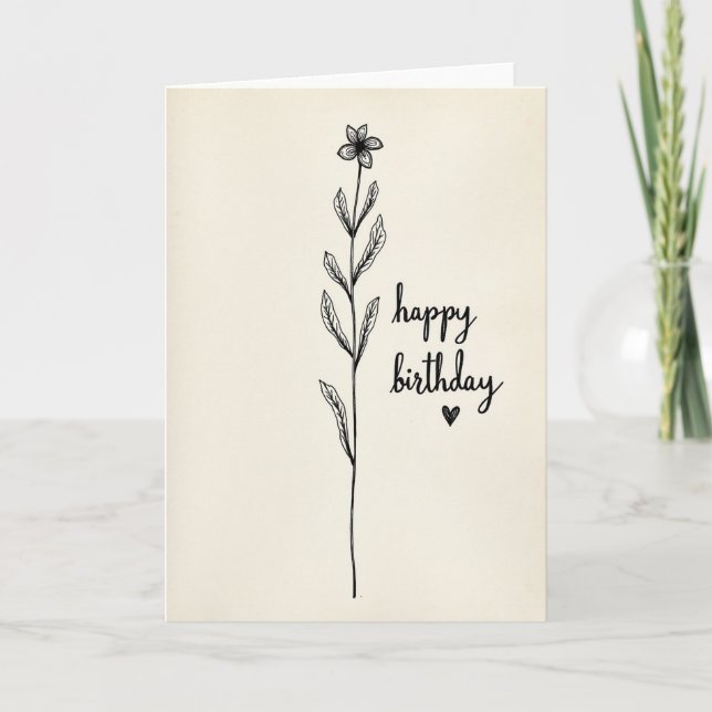 Cartão de Aniversário Botânico Clássico (Frente)