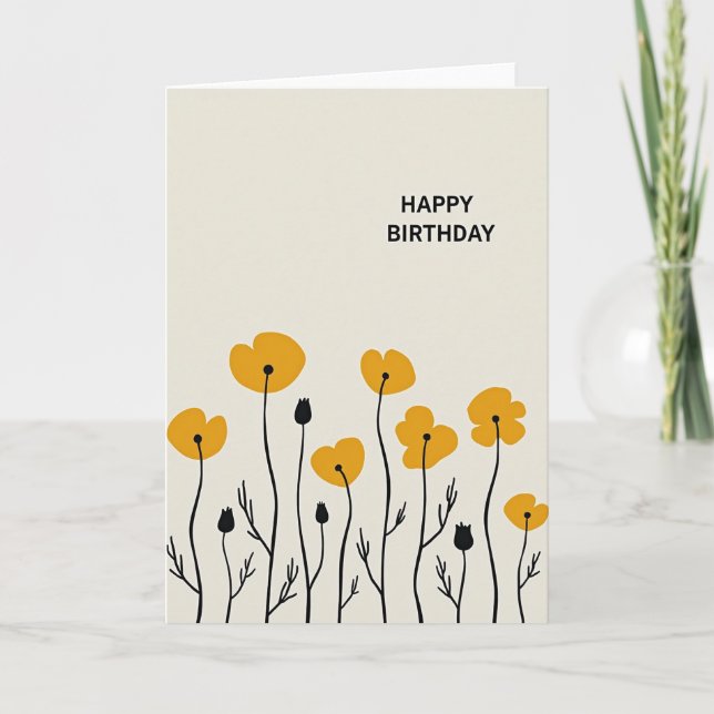 Cartão de Aniversário Botânico Doce (Frente)