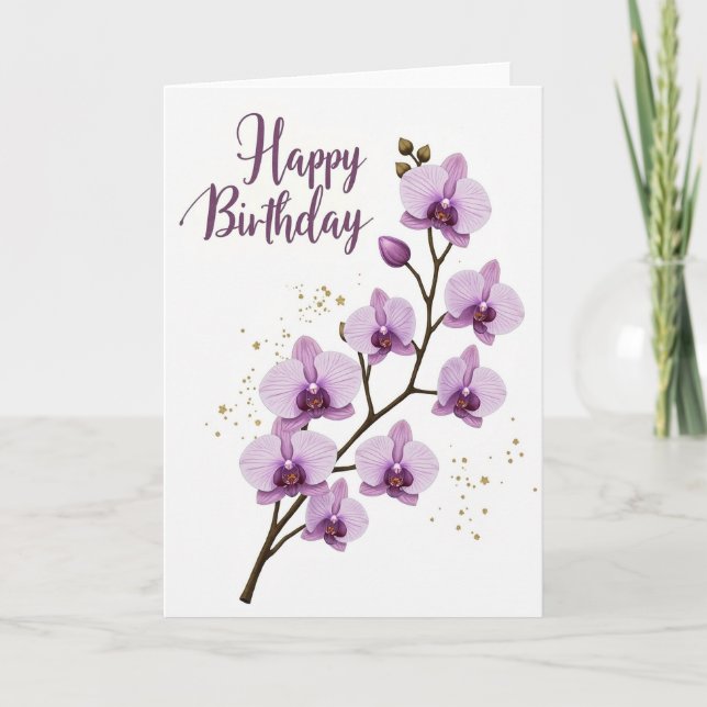 Cartão de Aniversário Botânico Elegante (Frente)