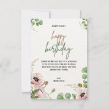 Cartão de Aniversário Botânico Eucalipto Rosa Popp