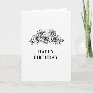 Cartão de Aniversário Botânico Monocromático
