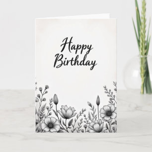 Cartão de Aniversário Botânico Refinado