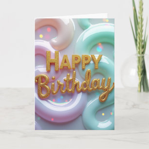 Cartão de Aniversário Brilhante com Glitter
