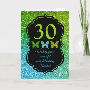Cartão de Aniversário Brilhante Verde Azul Diverti