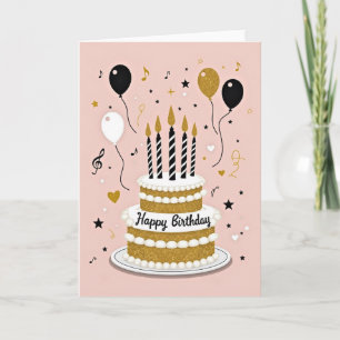Cartão de Aniversário Brilho Dourado