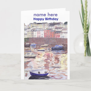 Cartão de aniversário, Brixham Harbour Devon Reino