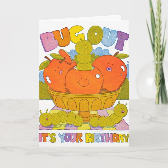 Cartão de Aniversário Bug Out com Letterpress (Frente)