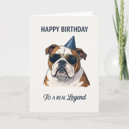 cartão de aniversário bulldog inglês feliz