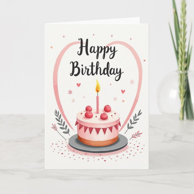 Cartão de Aniversário Bunting Cake (Frente)