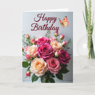 Cartão de Aniversário Buquê de Rosas