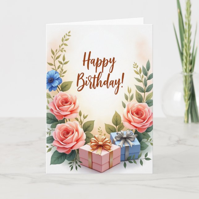 Cartão de Aniversário Caixa de Presente (Frente)