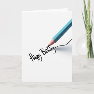 Cartão de Aniversário Caneta Elegante